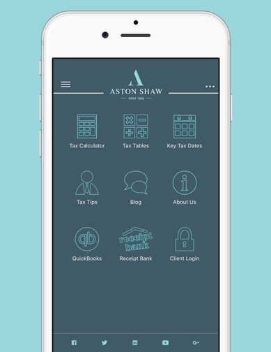 White Iphone displaying Aston Shaw app