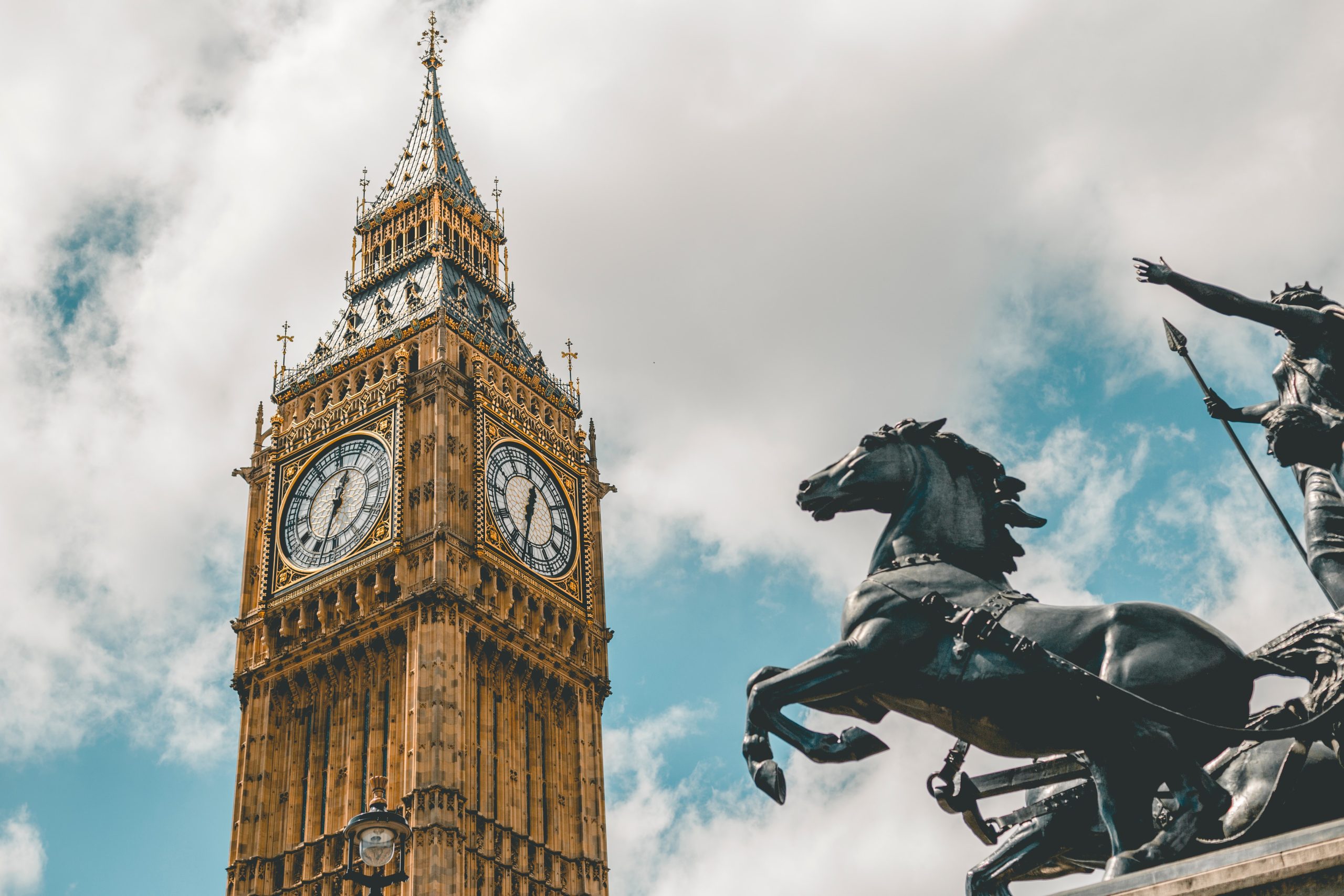 Big Ben and Horse Statue in London